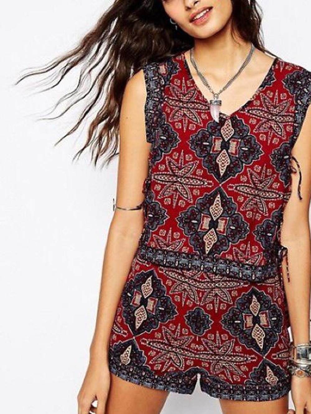 Free People Dalia Dreams Set in Crimson (Top + Shorts)